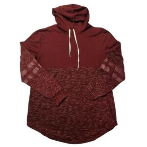 CARBON XXL Burgundy Red Hoodie Long Sleeve Striped Pullover Women's